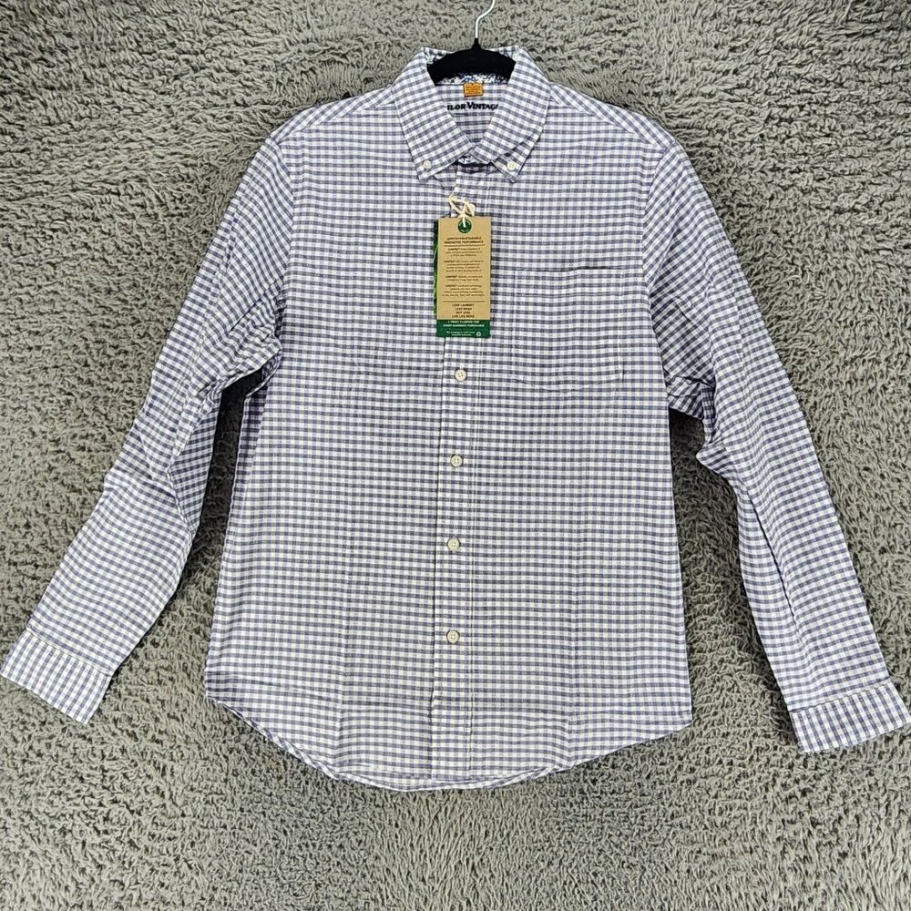 Tailor Vintage Shirt Mens Small Purple Gingham Long Sleeve Button Up *NWT*